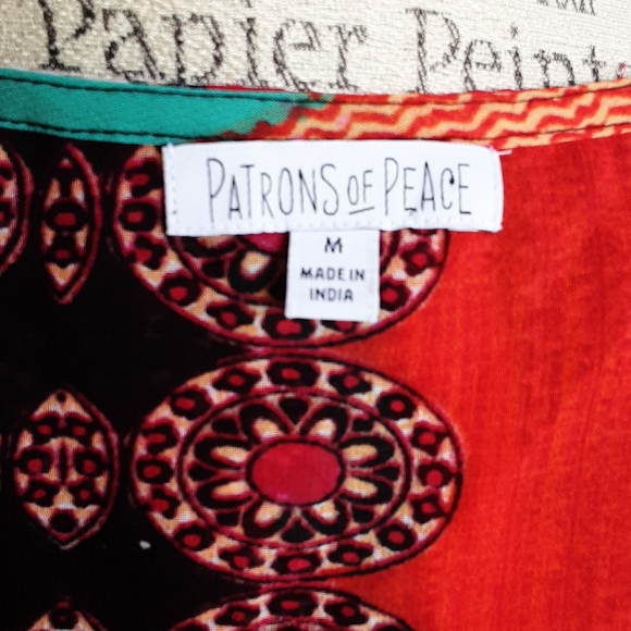 Patrons of Peace 3/4 sleeve boho style top. - Picture 6 of 10
